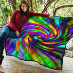 Colorful Spiral Trippy Print Quilt