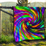 Colorful Spiral Trippy Print Quilt