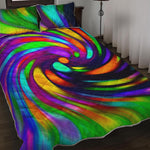 Colorful Spiral Trippy Print Quilt Bed Set