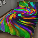Colorful Spiral Trippy Print Quilt Bed Set