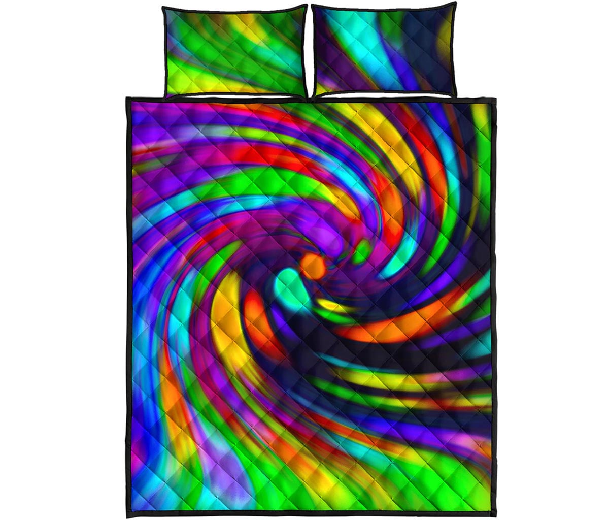 Colorful Spiral Trippy Print Quilt Bed Set