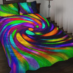Colorful Spiral Trippy Print Quilt Bed Set