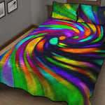 Colorful Spiral Trippy Print Quilt Bed Set
