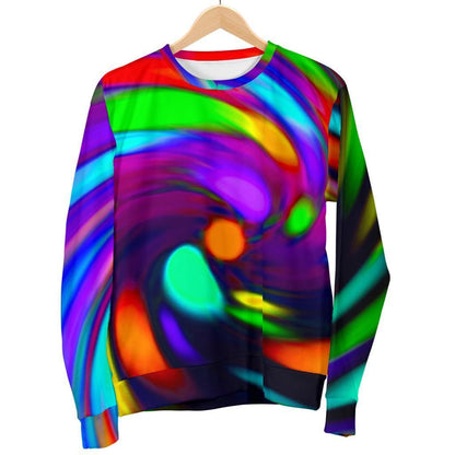 Colorful Spiral Trippy Print Women's Crewneck Sweatshirt GearFrost