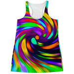 Colorful Spiral Trippy Print Women's Racerback Tank Top