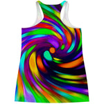 Colorful Spiral Trippy Print Women's Racerback Tank Top