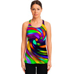 Colorful Spiral Trippy Print Women's Racerback Tank Top
