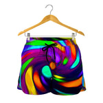 Colorful Spiral Trippy Print Women's Shorts