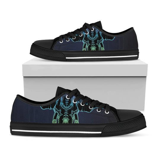 Colorful Spiritual Elephant Print Black Low Top Shoes 