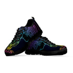 Colorful Spiritual Elephant Print Black Sneakers