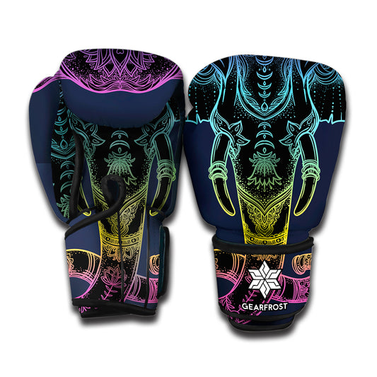 Colorful Spiritual Elephant Print Boxing Gloves