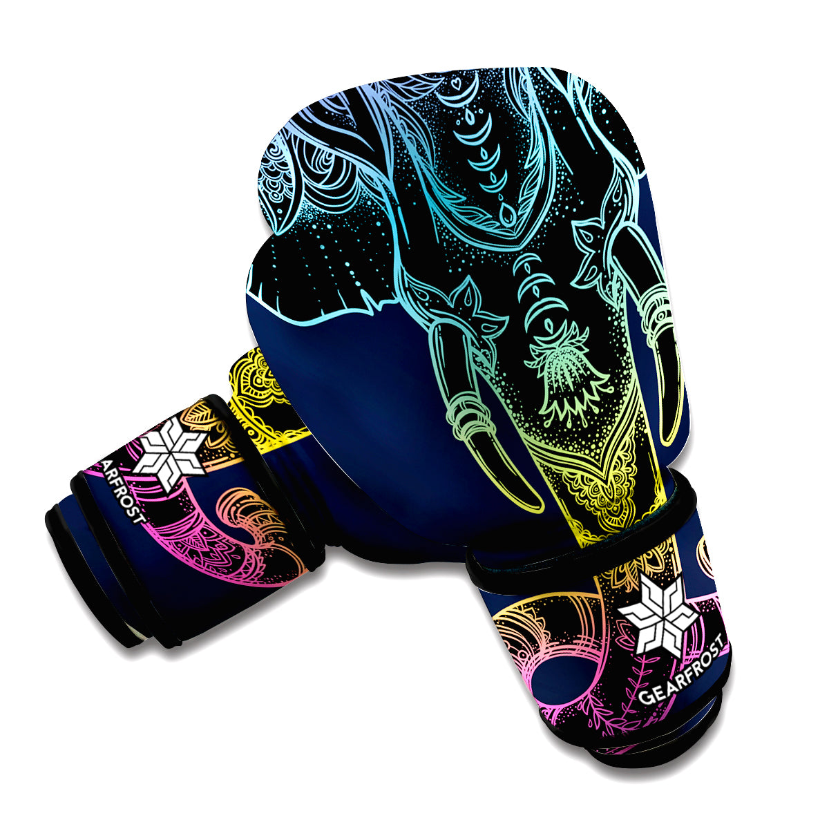 Colorful Spiritual Elephant Print Boxing Gloves