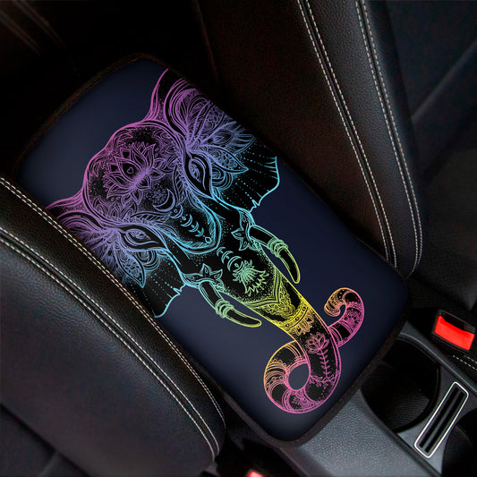 Colorful Spiritual Elephant Print Car Center Console Cover