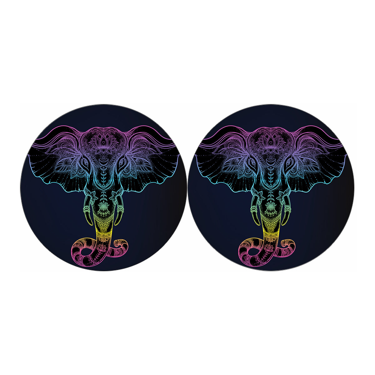 Colorful Spiritual Elephant Print Car Coasters
