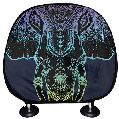 Colorful Spiritual Elephant Print Car Headrest Covers