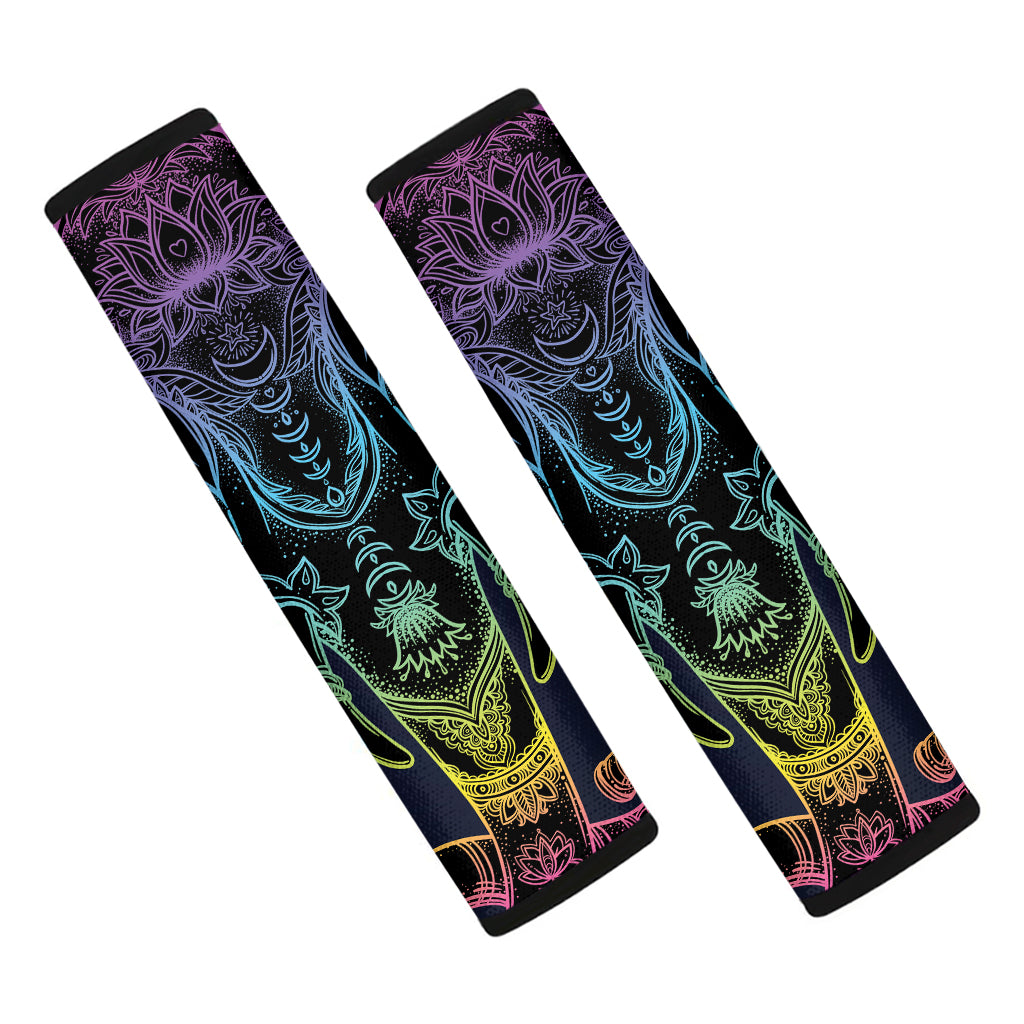 Colorful Spiritual Elephant Print Car Seat Belt Covers