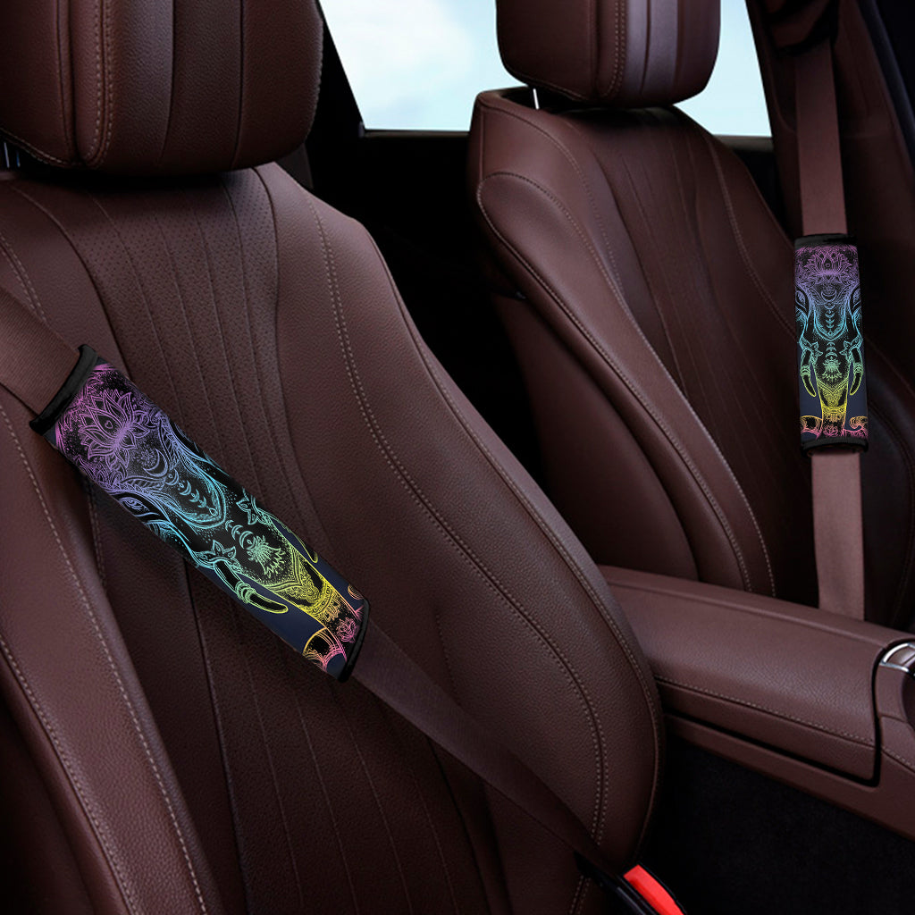 Colorful Spiritual Elephant Print Car Seat Belt Covers
