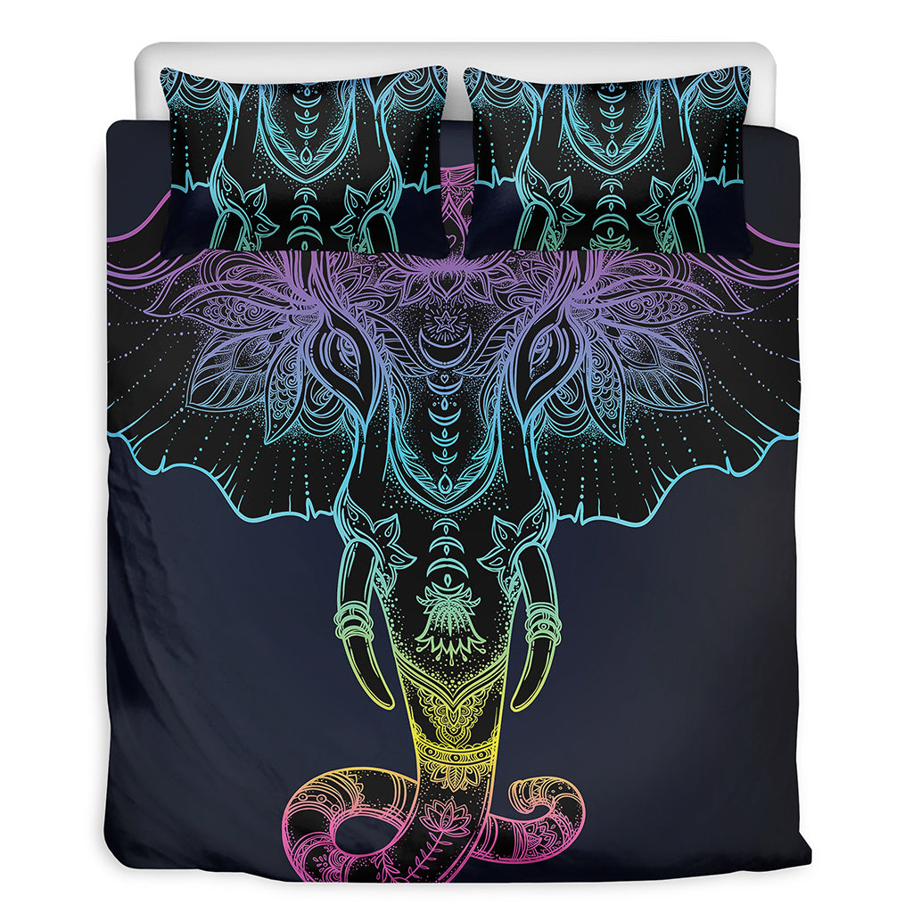 Colorful Spiritual Elephant Print Duvet Cover Bedding Set