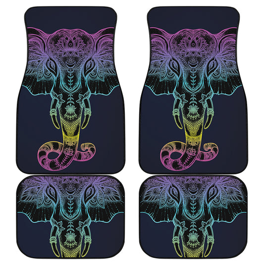 Colorful Spiritual Elephant Print Front and Back Car Floor Mats