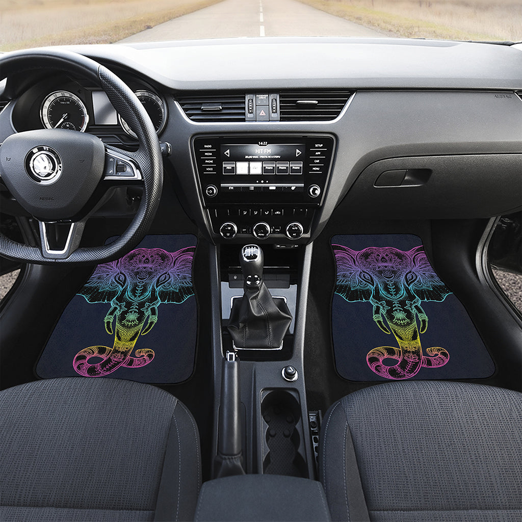 Colorful Spiritual Elephant Print Front and Back Car Floor Mats