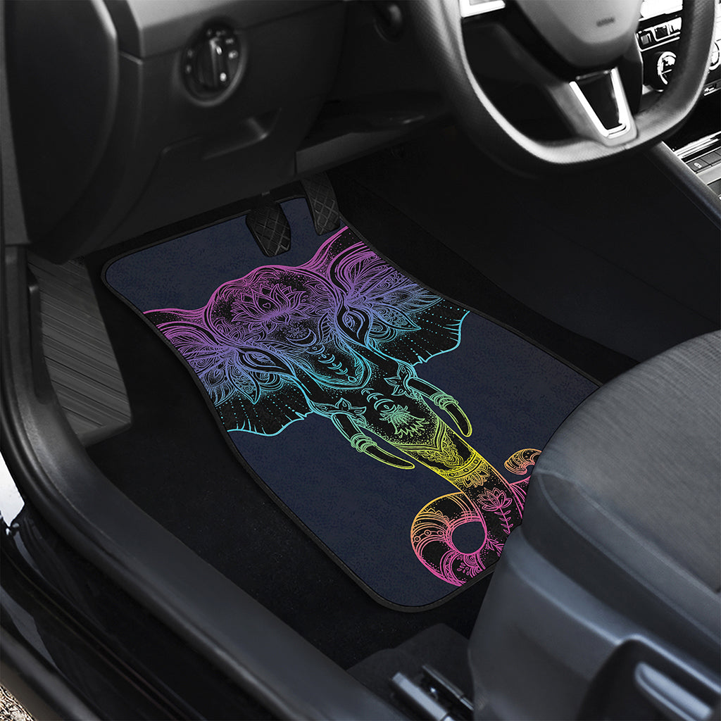 Colorful Spiritual Elephant Print Front and Back Car Floor Mats