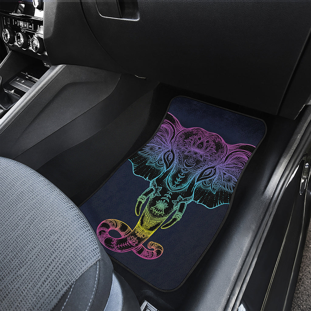 Colorful Spiritual Elephant Print Front and Back Car Floor Mats