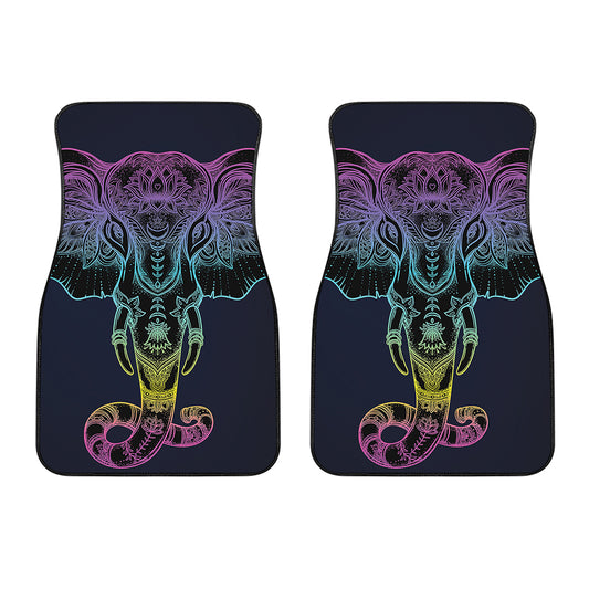 Colorful Spiritual Elephant Print Front Car Floor Mats
