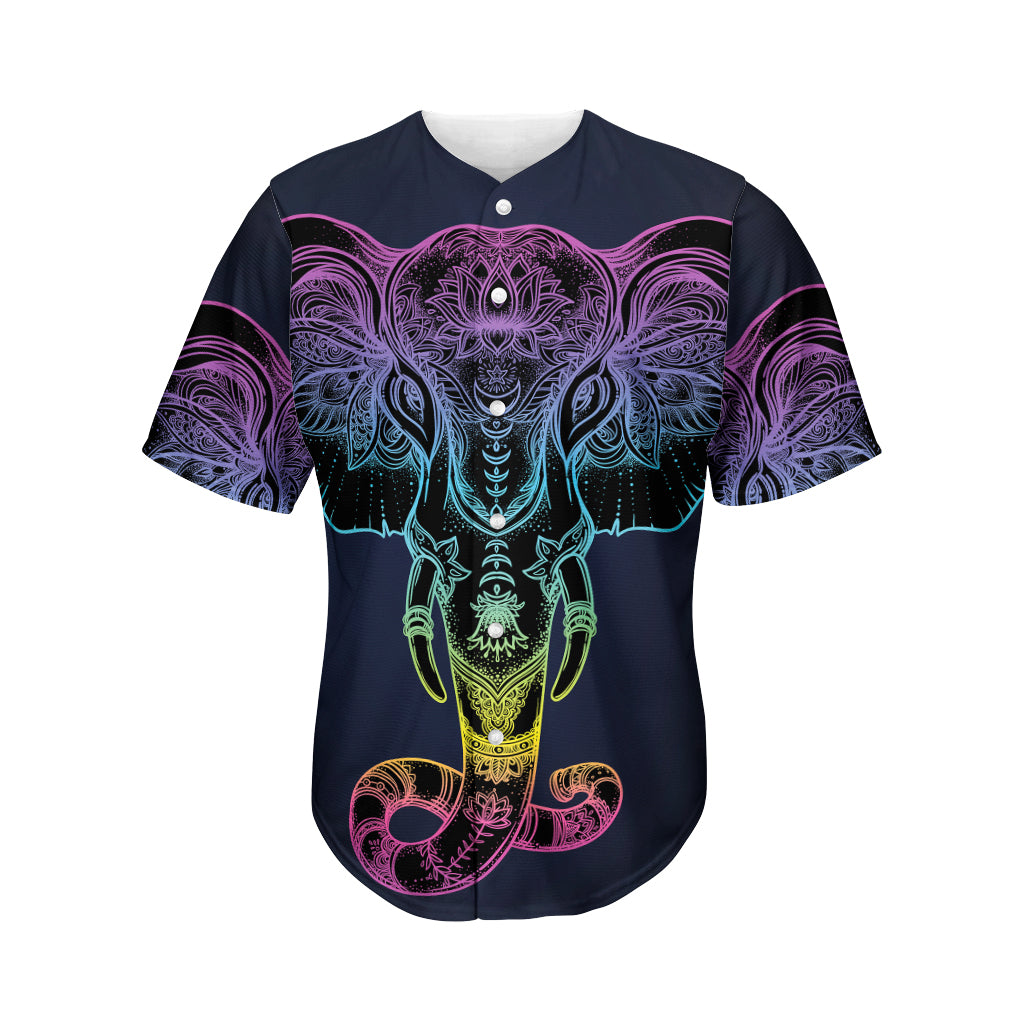 Colorful Spiritual Elephant Print Men's Baseball Jersey