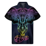 Colorful Spiritual Elephant Print Men's Short Sleeve Shirt
