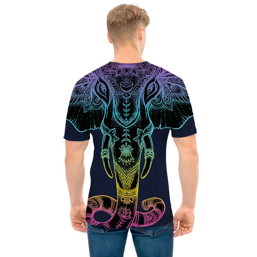 Colorful Spiritual Elephant Print Men's T-Shirt