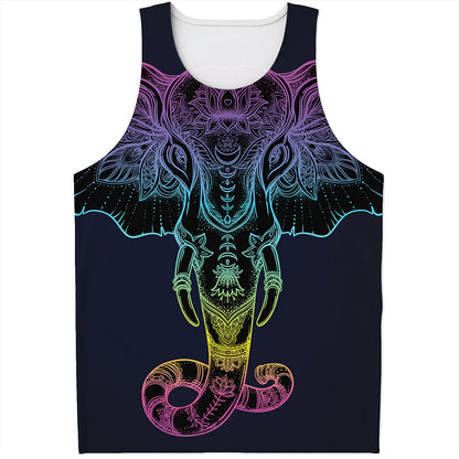 Colorful Spiritual Elephant Print Men's Tank Top