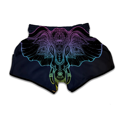 Colorful Spiritual Elephant Print Muay Thai Boxing Shorts