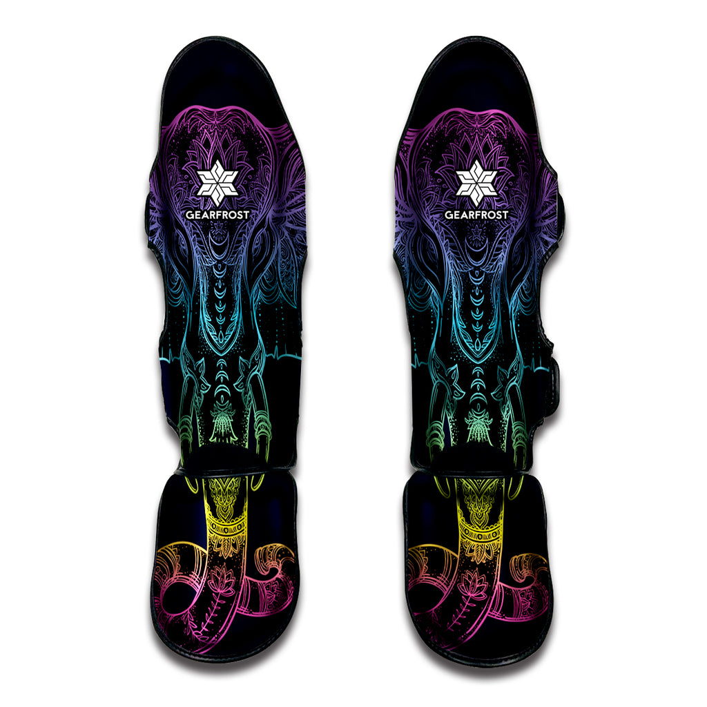 Colorful Spiritual Elephant Print Muay Thai Shin Guard