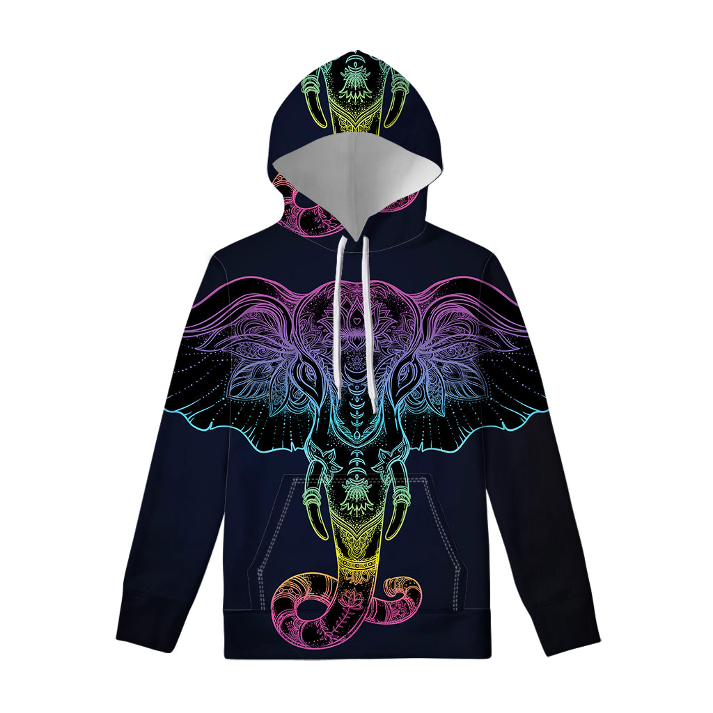 Colorful Spiritual Elephant Print Pullover Hoodie