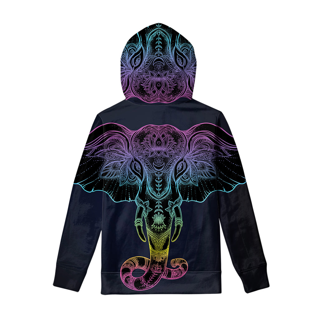 Colorful Spiritual Elephant Print Pullover Hoodie