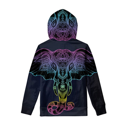 Colorful Spiritual Elephant Print Pullover Hoodie