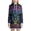 Colorful Spiritual Elephant Print Pullover Hoodie Dress