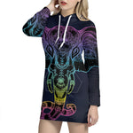 Colorful Spiritual Elephant Print Pullover Hoodie Dress