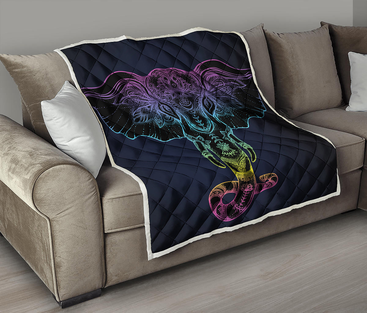 Colorful Spiritual Elephant Print Quilt