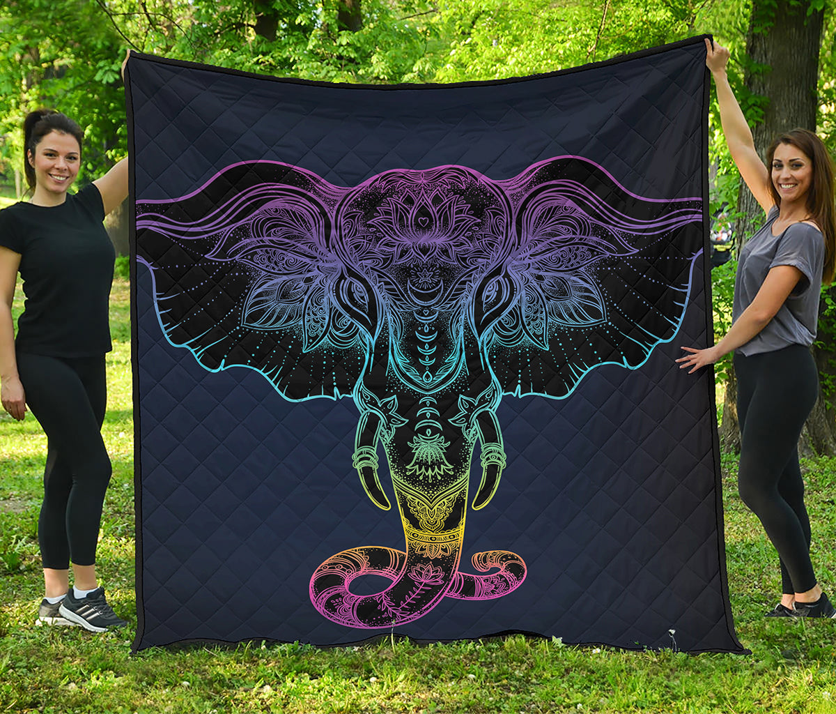 Colorful Spiritual Elephant Print Quilt