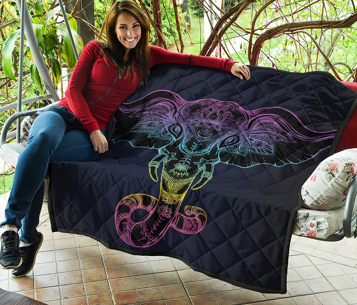 Colorful Spiritual Elephant Print Quilt