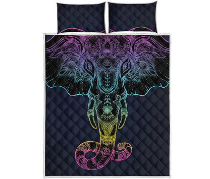 Colorful Spiritual Elephant Print Quilt Bed Set