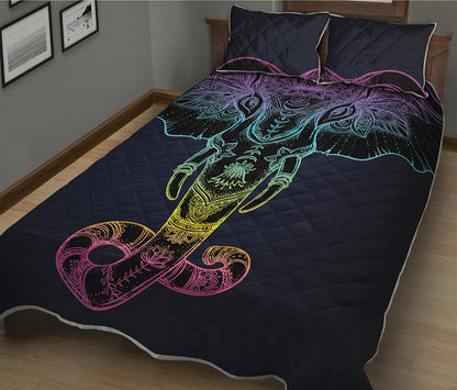 Colorful Spiritual Elephant Print Quilt Bed Set