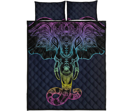Colorful Spiritual Elephant Print Quilt Bed Set