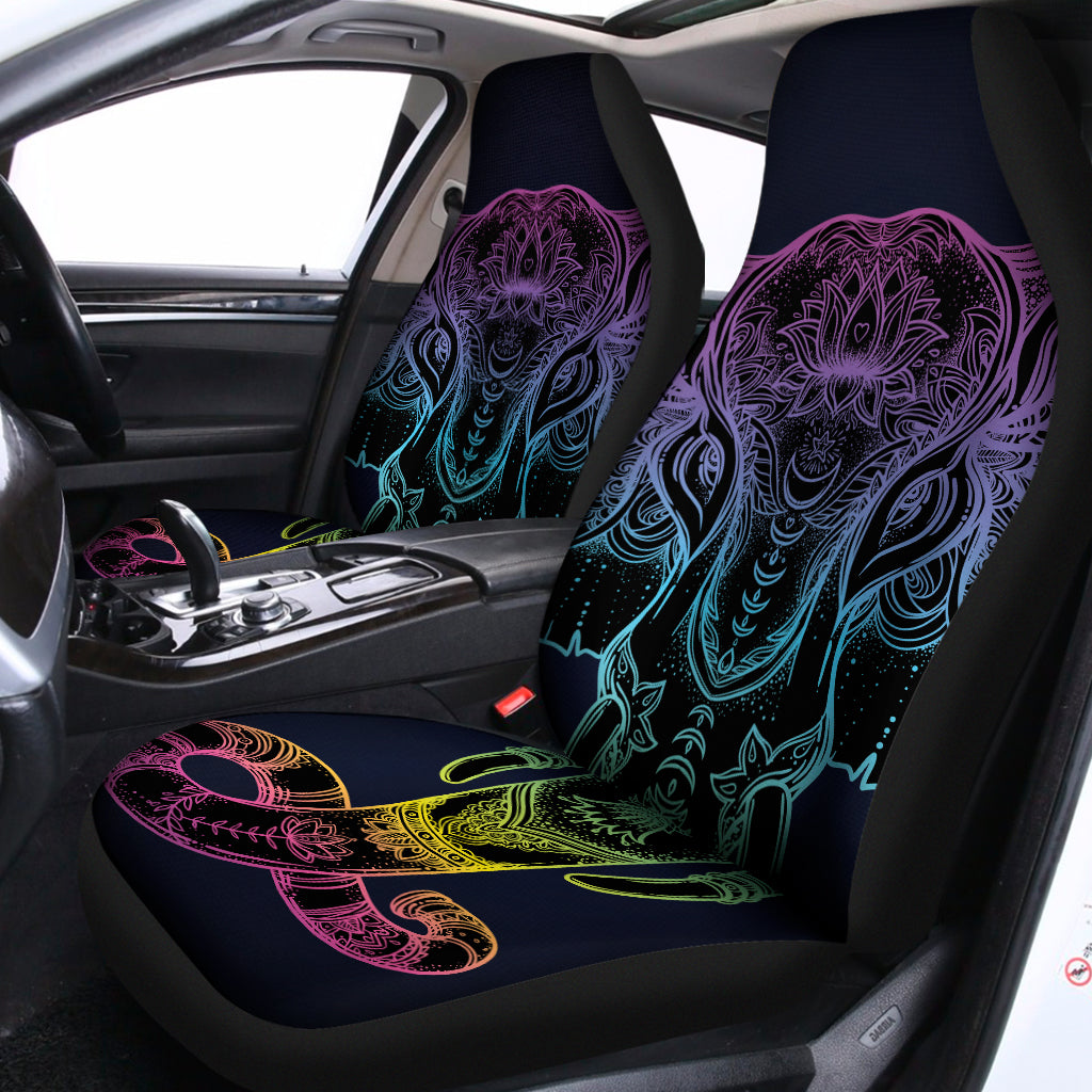 Colorful Spiritual Elephant Print Universal Fit Car Seat Covers