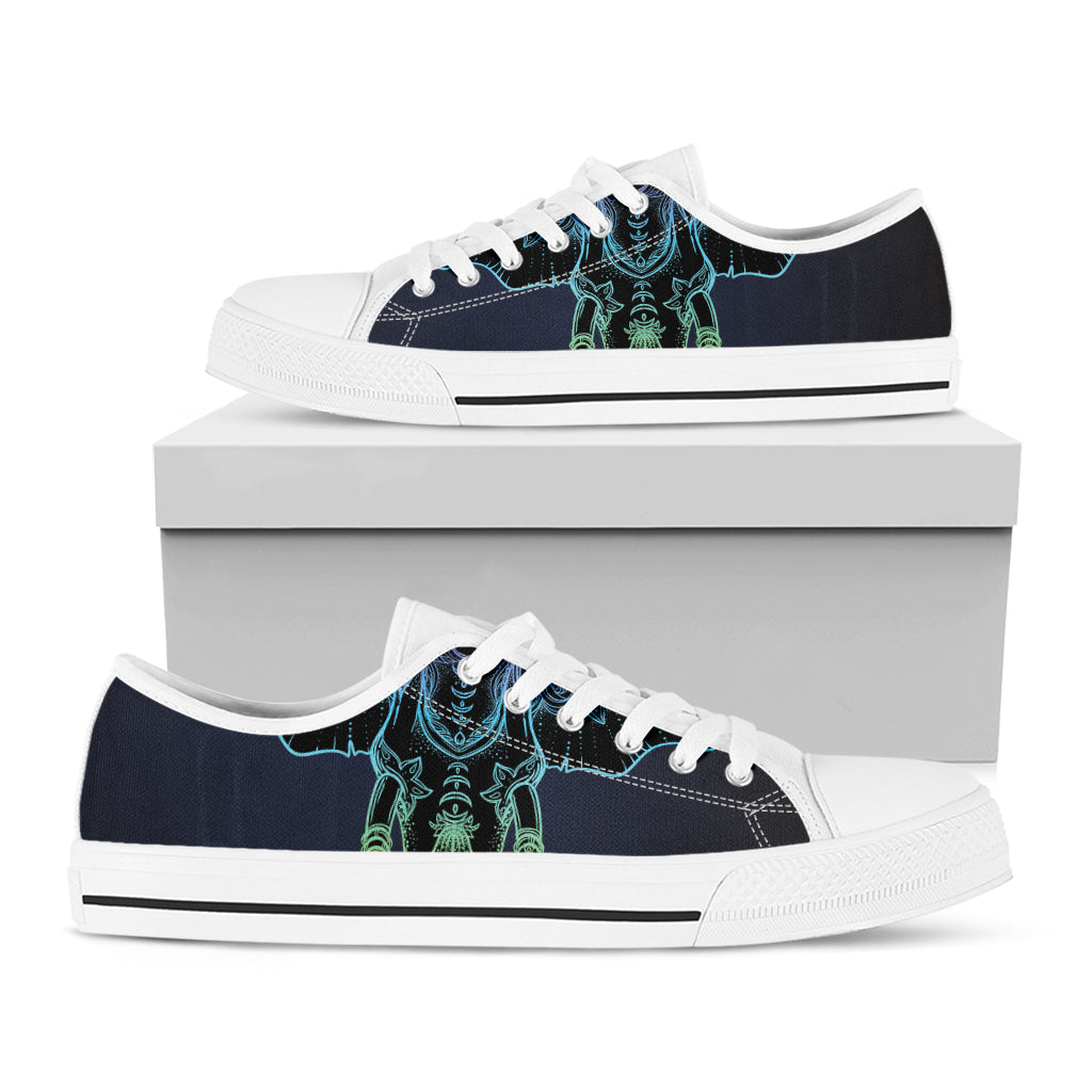 Colorful Spiritual Elephant Print White Low Top Shoes