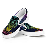 Colorful Spiritual Elephant Print White Slip On Shoes
