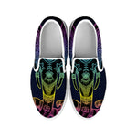 Colorful Spiritual Elephant Print White Slip On Shoes