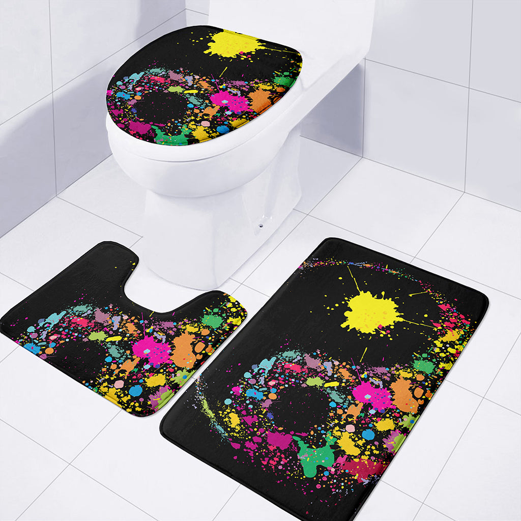 Colorful Splash Yin Yang Print 3 Piece Bath Mat Set