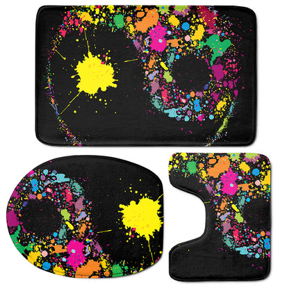 Colorful Splash Yin Yang Print 3 Piece Bath Mat Set
